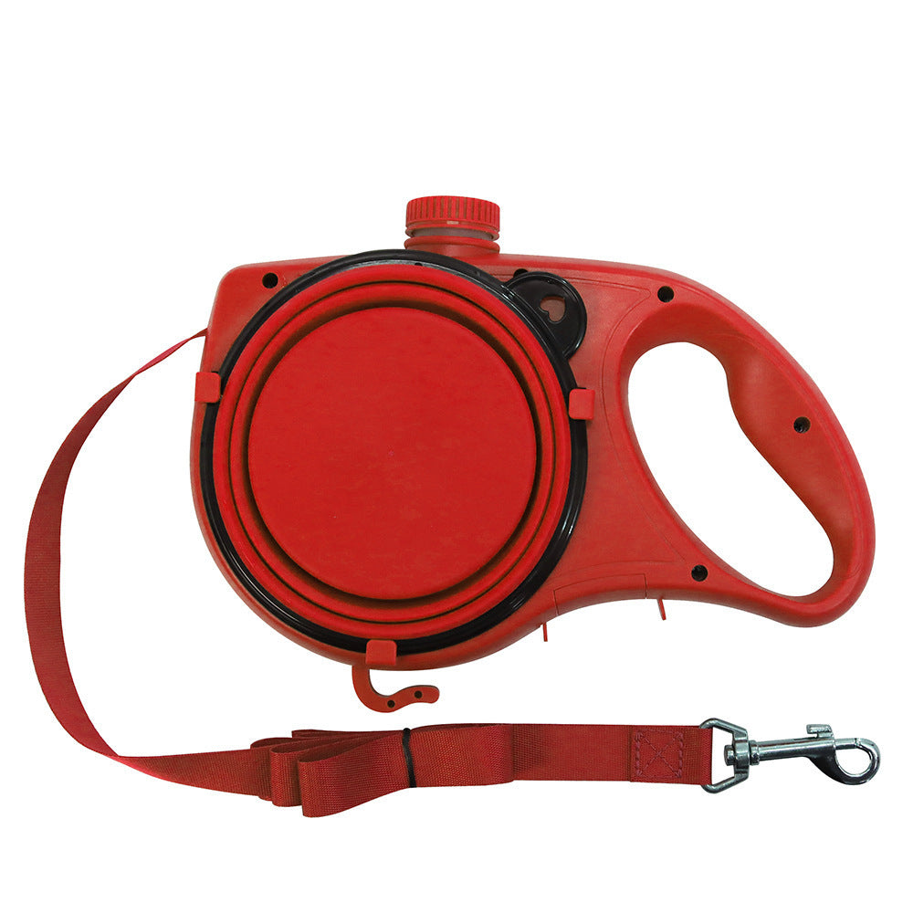 Multifunctional Pet Walking Leash with Water Bottle and Bowl