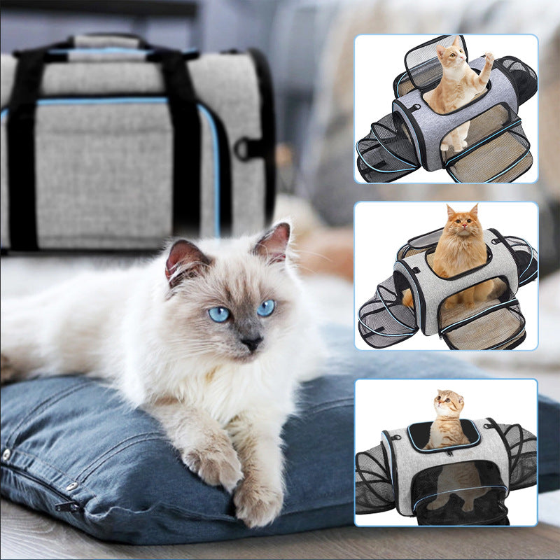 Foldable Four-Door Expandable Pet Carrier Bag