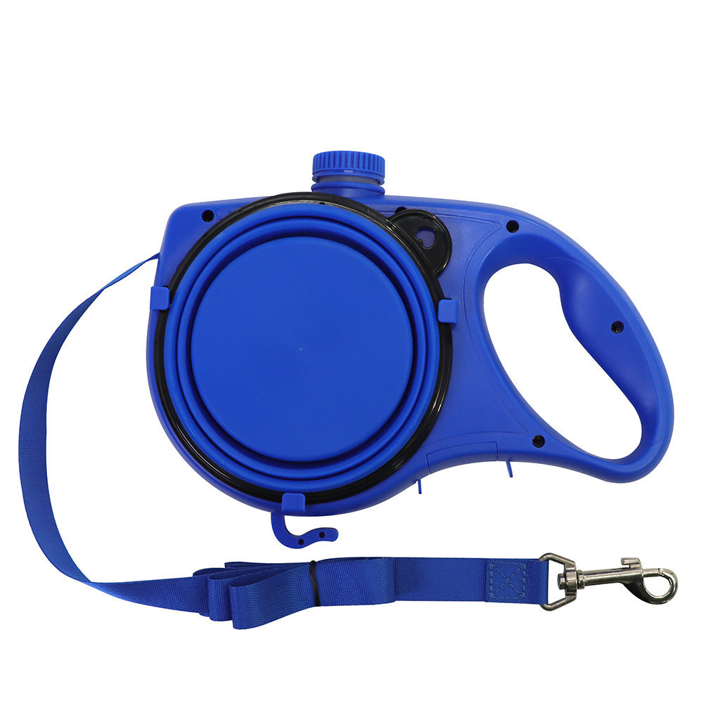 Multifunctional Pet Walking Leash with Water Bottle and Bowl