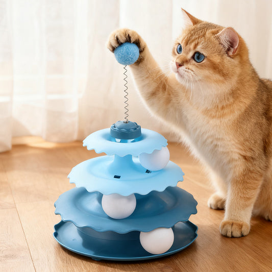 Interactive Cat Turntable Toy with Balls
