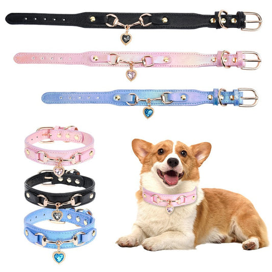 Heart Rhinestone Pet Collar