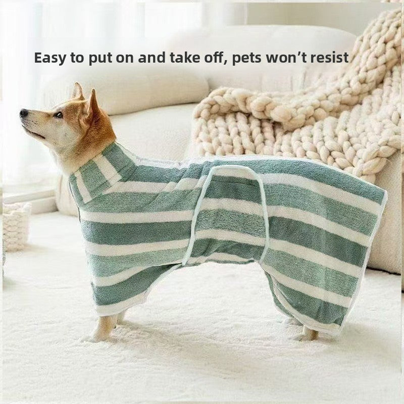 Absorbent Coral Fleece Pet Bathrobe