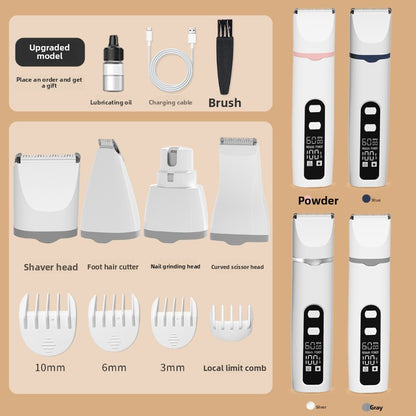 Digital Display Pet Hair Clipper with Nail Grinder