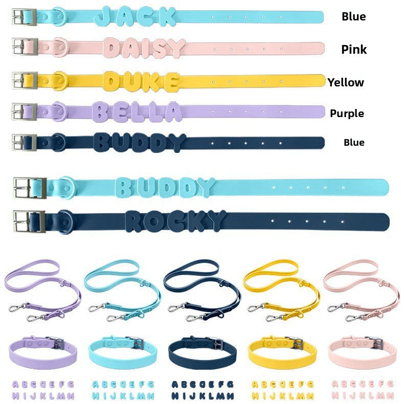 Custom Silicone Pet Leash with Name Tag