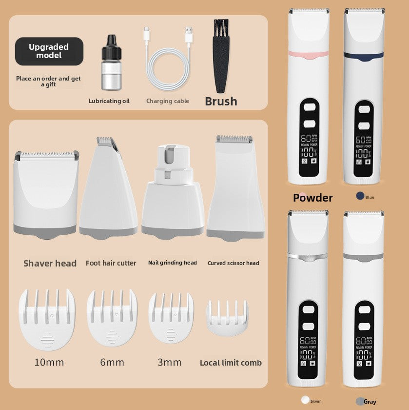 Digital Display Pet Hair Clipper with Nail Grinder